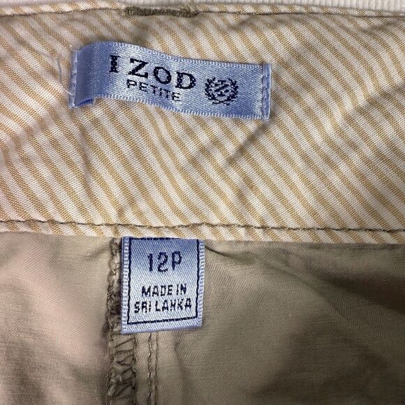 Izod Womens Convertible Pant Khaki Beige Tan Size 12 Petite 100% Cotton NWT Hike - Picture 2 of 14